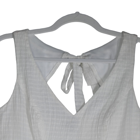NEW Macy's City Studio Mini Dress Women Medium Ivory Gauzy Lined Tie Cut Out - Picture 3 of 10